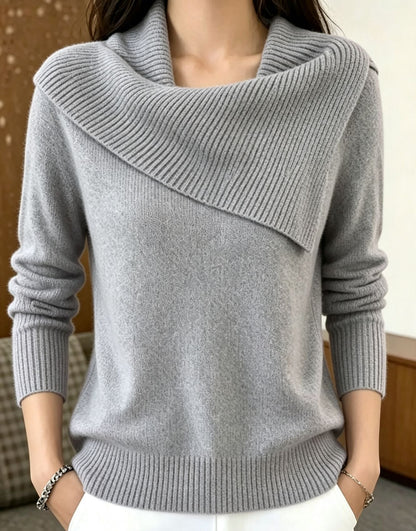 Elegant Figure-flattering Lapel Sweaterversatile Knitted And Effortlessly Chic