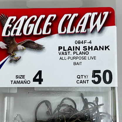 EAGLE CLAW Ultra Sharp All Purpose Live Bait Plain Shank Bronze #4 50pc 084F-4