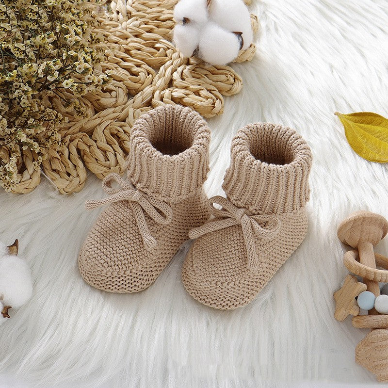 Infant Solid Color Cute Bowknot Knitted Toddler Shoes