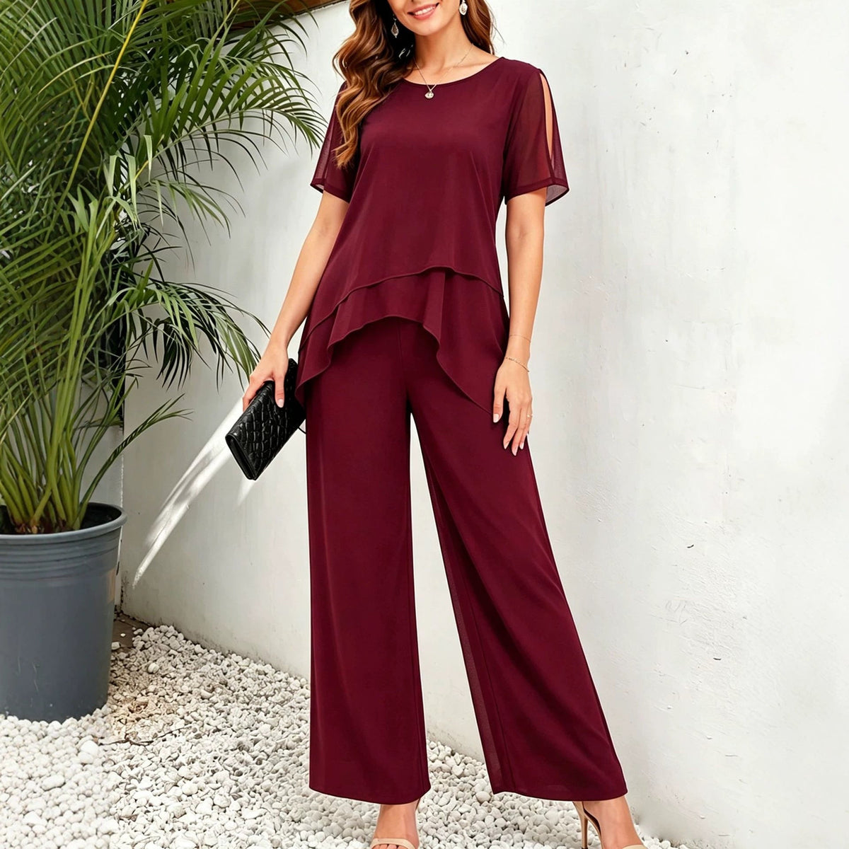 Women's Chiffon Patchwork Irregular Set