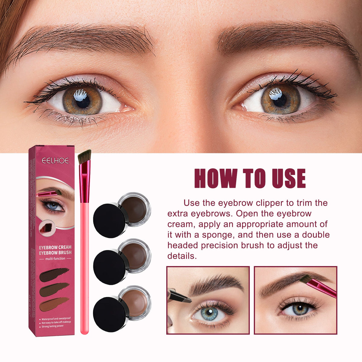 Multifunctional Eyebrow Brush Set, Filling Shaping Tinted Eyebrows Smooth Eye Brow Makeup Set