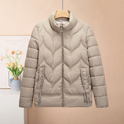 Fashion Stand Collar Pure Color Cotton Clothing Women