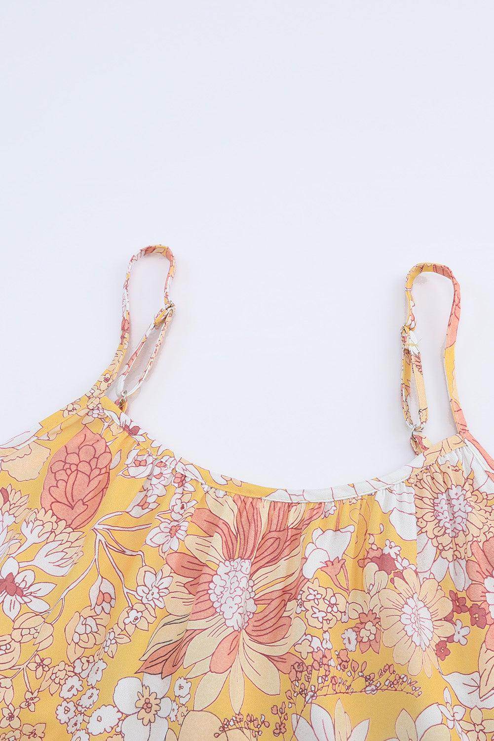 Floral Spaghetti Strap Tiered Dress for Summer Events