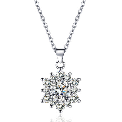 Elegant Full-diamond Snowflake Stud Earrings Pendant Necklace And Ring Jewelry Set