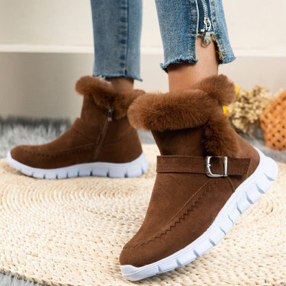 Korean Version Of Thickened Solid Color Booties In Winter