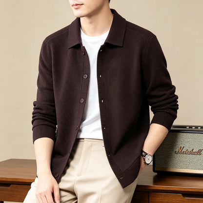 Men's Long-Sleeved Knitted SpringSummer Fashionable Lapel Warm Outerwear New Style Sweater