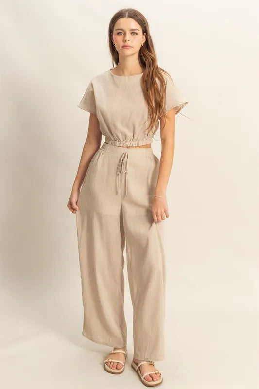HYFVE Round Neck Short Sleeve Top and Pants Set