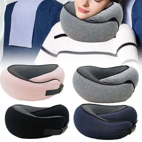 Soft Memory Foam Travel Neck Pillow U Shape Adjustable Support Comfortably Sleeping On Plane Car Office Noon Break
