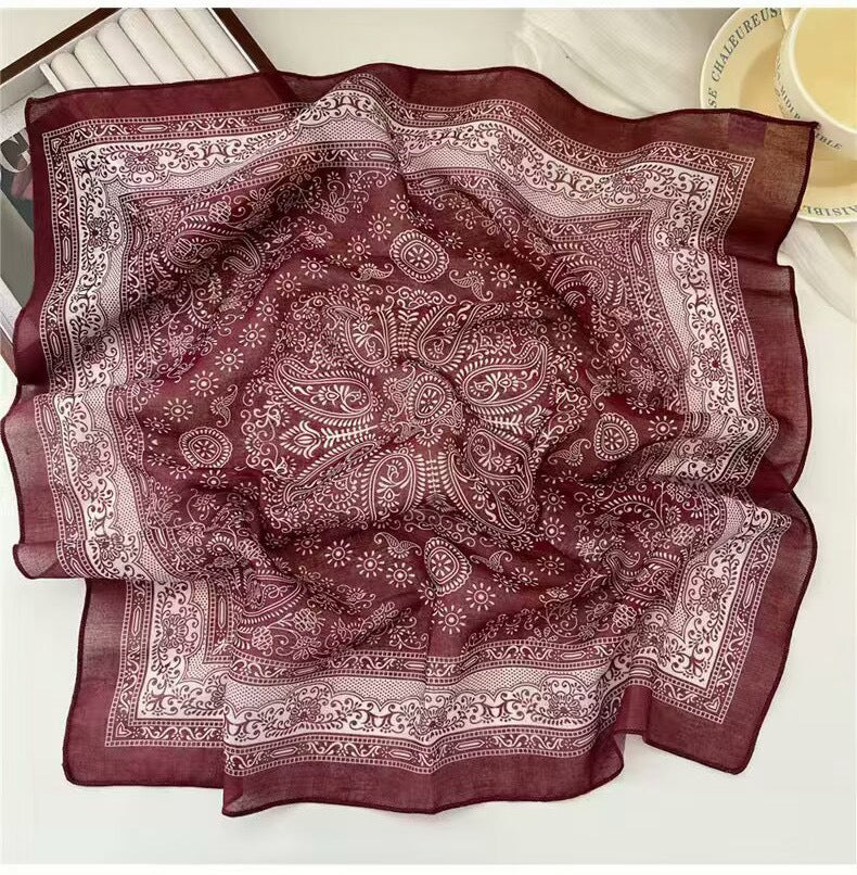 Korean-style Fresh And Delicate Floral Silk Scarf