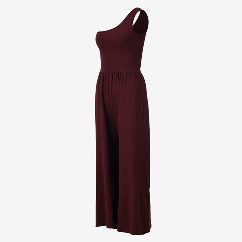 Women's Diagonal Shoulder Strap Yoga Jumpsuit