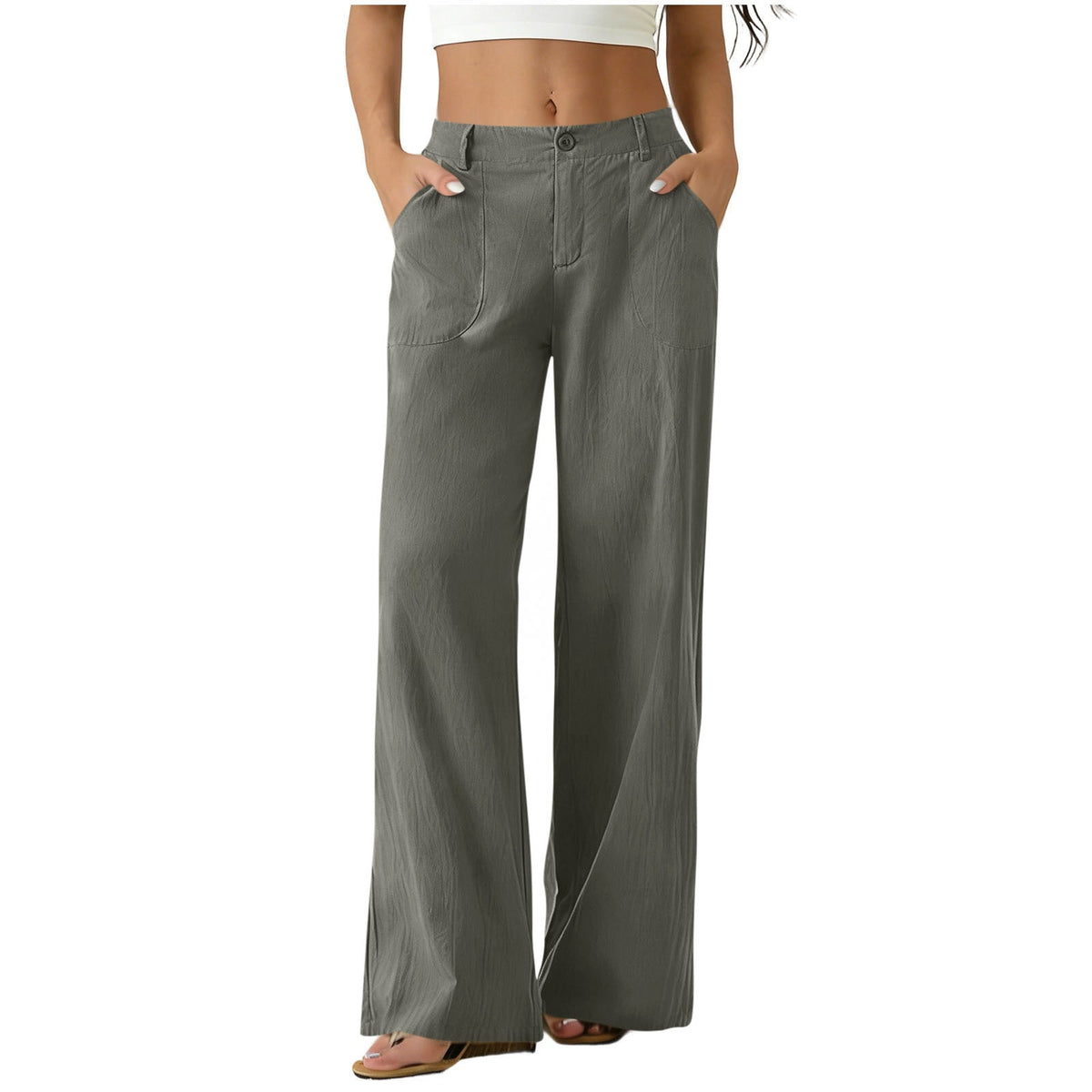 European And American Cross-border Women's Clothing  Women's Formal Suit Pants With Elastic Waistband, Patch Pockets, Solid Color, Single-button Trousers