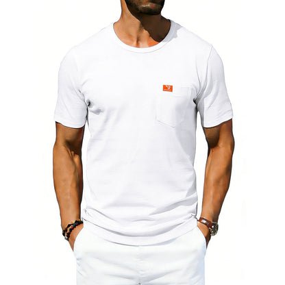 Men's Loose-fit Retro Simple Casual Crew-neck Short-sleeve T-shirt