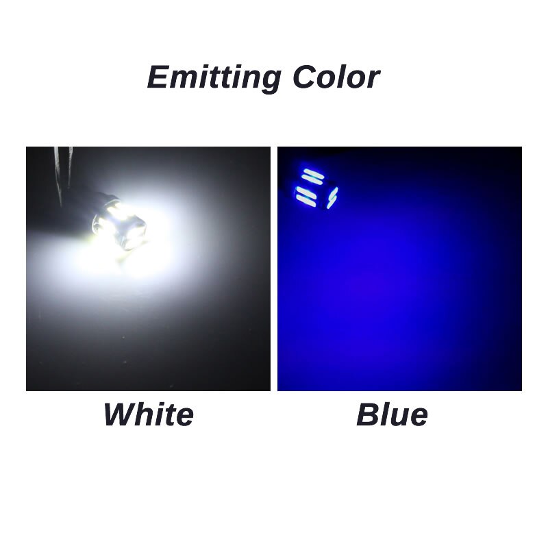 4Pcs W5W 10-7020 SMD Car T10 LED 194 168 Wedge Replacement Reverse Instrument Panel Lamp White Blue Bulbs For Clearance Lights
