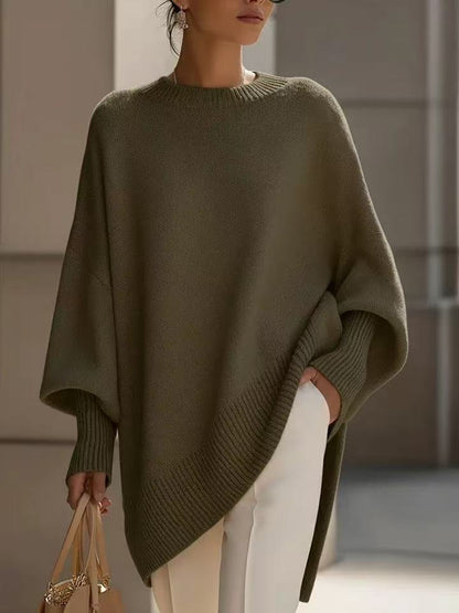 Women's Thick Knitted Pullover Sweater Loose Fit Round Neck Casual All-Match Top For Autumn Winter