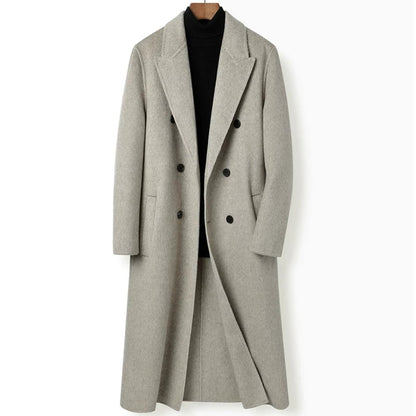 New Double Breasted Knee Length Wool Coat