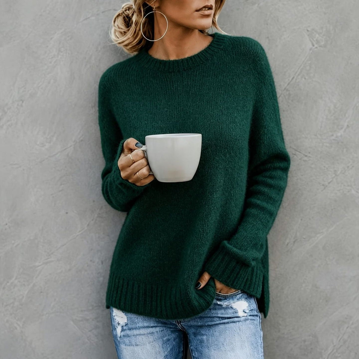 Women's Round-neck Knitted Long-sleeve Top