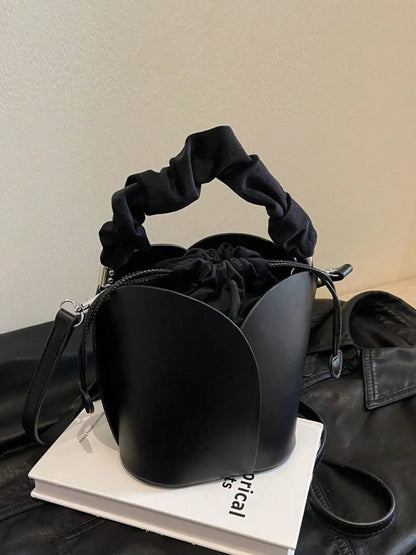 PU Leather Drawstring Bucket Bag