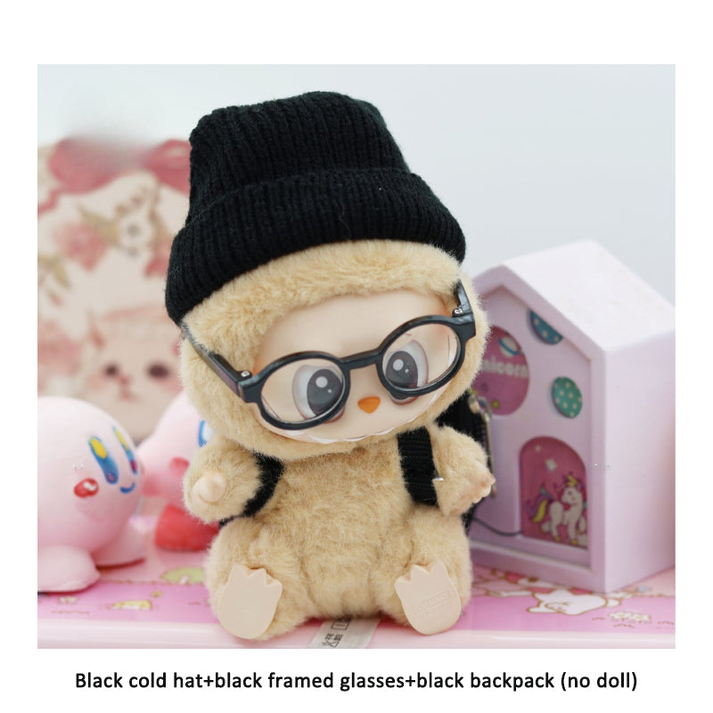 Accessories only Labubu Sitting Party Baby Clothes Black Cold Hat Sunglasses Backpack Trendy Set Labubu Accessories
