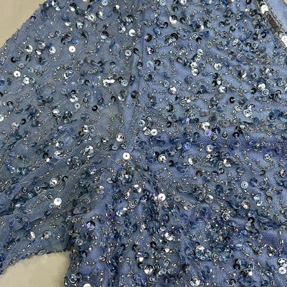 JKARA V-Neck Beaded Long Sleeve Dress Women's Sz 16 Dusty Blue 5206DB