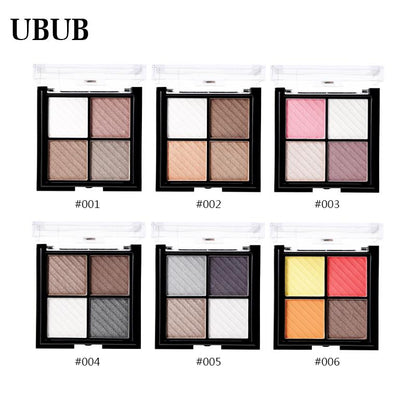 UBUB 4 Colors Eyeshadow Shimmer Natural Eyeshadow  Matte Nude Metallic Earth Color Eye Shadow Beauty Makeup Palette