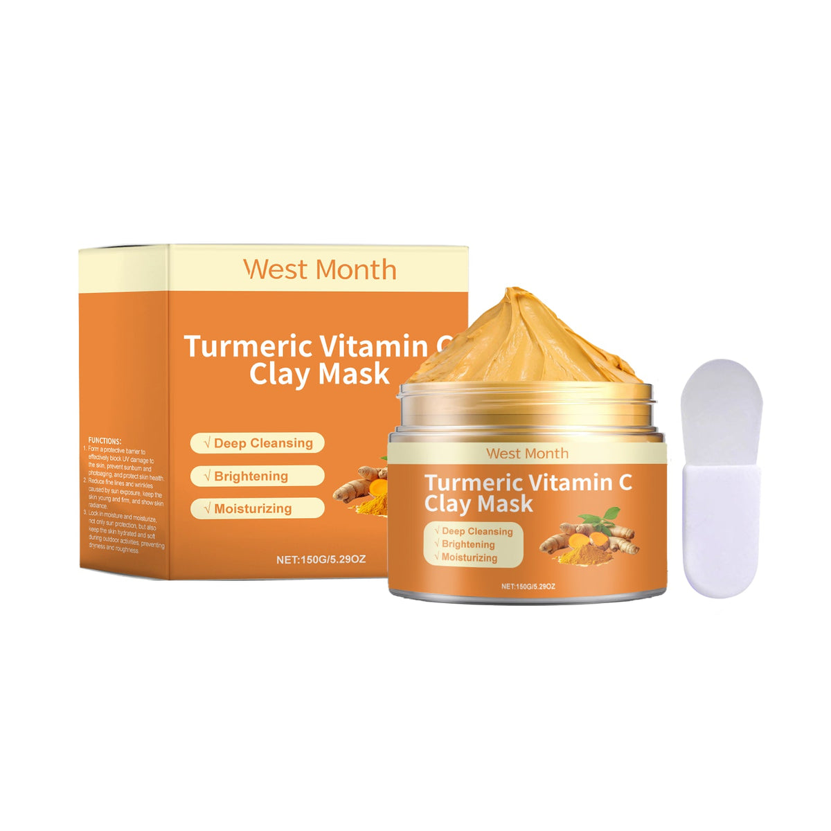 Turmeric Vitamin C Mud Film Refreshing Moisturizing Improve Darkness Clean Oil Control Reduce Acne