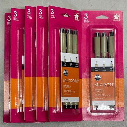 SAKURA (18-PACK) Pigma Micron Pens 0.25mm, 0.35mm, 0.45mm Black 50066