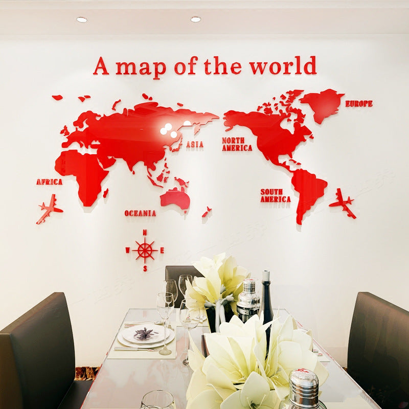 Creative Home Background Wall Stickers Acrylic 3D Wall Stickers Living Room TV Background M70- Map