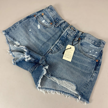 LEVIS 501 Original Fit High Rise Shorts Women's Sz 28 Vague Finish Medium Wash