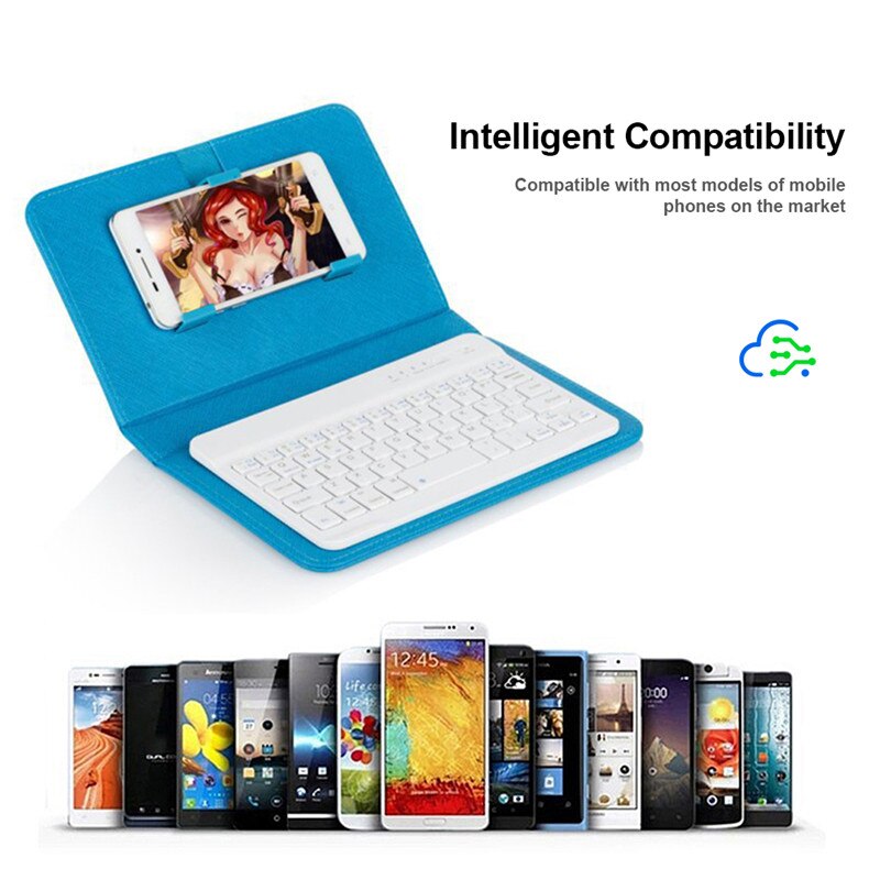 Portable PU Leather Wireless Keyboard Case for iPhone Protective Mobile Phone with Bluetooth Keyboard For IPhone Android Phone