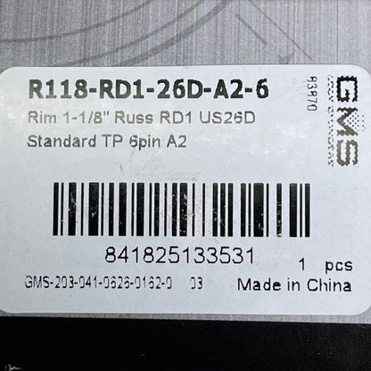 GMS (2-PACK) Russwin Lock Cylinders 1-1/8" Satin Chrome 6 Pin R118-RD1-26D-A2-6