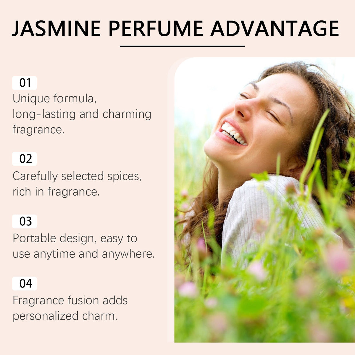 Jasmine Light Perfume Flower Fruit Fragrance Natural Fresh Mild Lasting Light Fragrance Portable Charm Staying Perfume