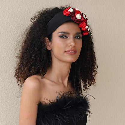 Fashionable design side three-dimensional flower handmade fabric headband headband