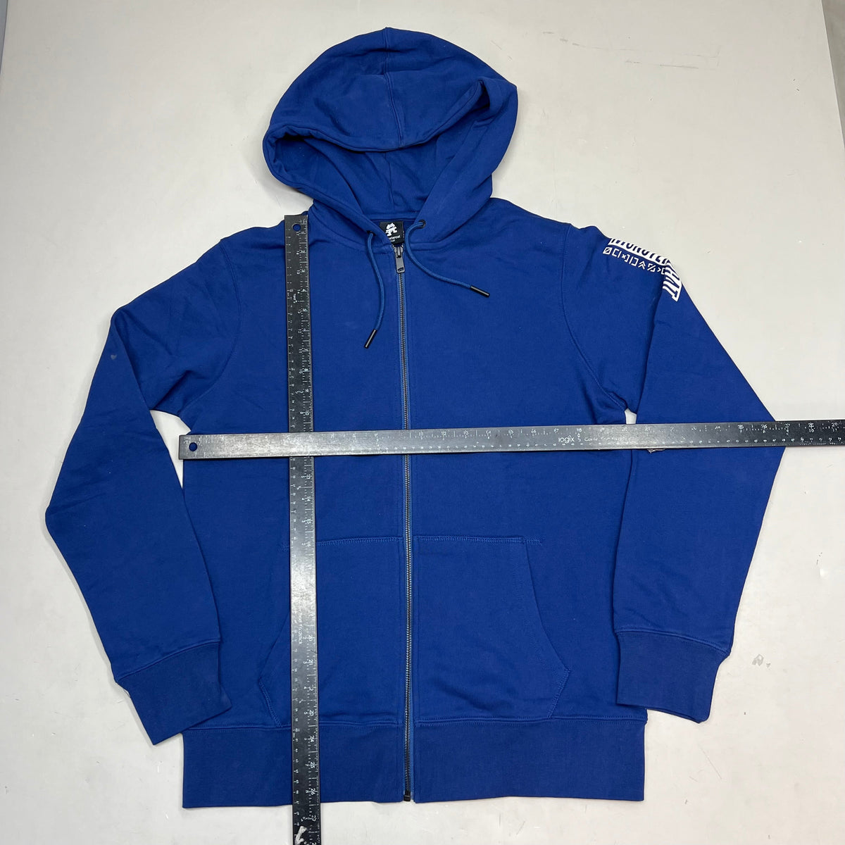MONSTERCAT Records Full Zip Hooded Jacket W/ Printed Back Men's Sz S Blue