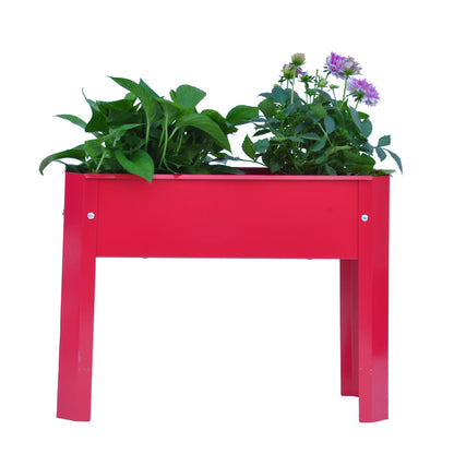 Elevated garden bed.metal elevated outdoor flowerpot box.suitable for backyard and terrace.large flowerpot. Red x 2