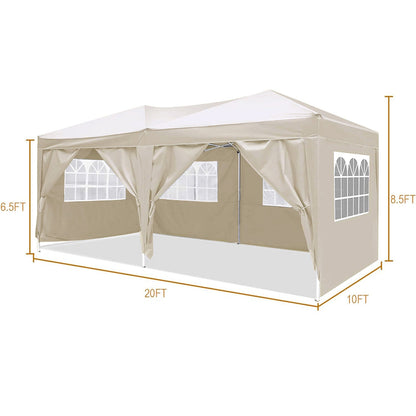 10'x20 'folding canopy with 6 detachable side walls for outdoor activity shelter UPF 50+terrace portable tent