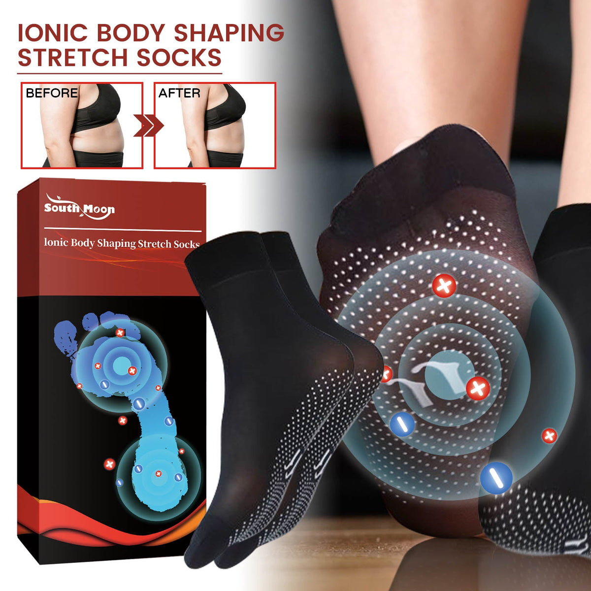 Ionic Body Shaping Stretch Socks, Outdoor Sports Comfortable Breathable Non-slip Foot Care Elastic Socks
