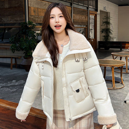 Fashion Down Jacket Women's Short Fur Collar Coat