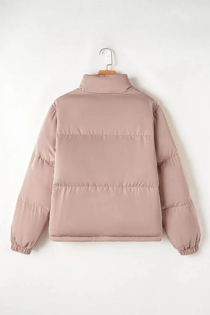 Turtleneck Zip Up Long Sleeve Winter Coat for Women