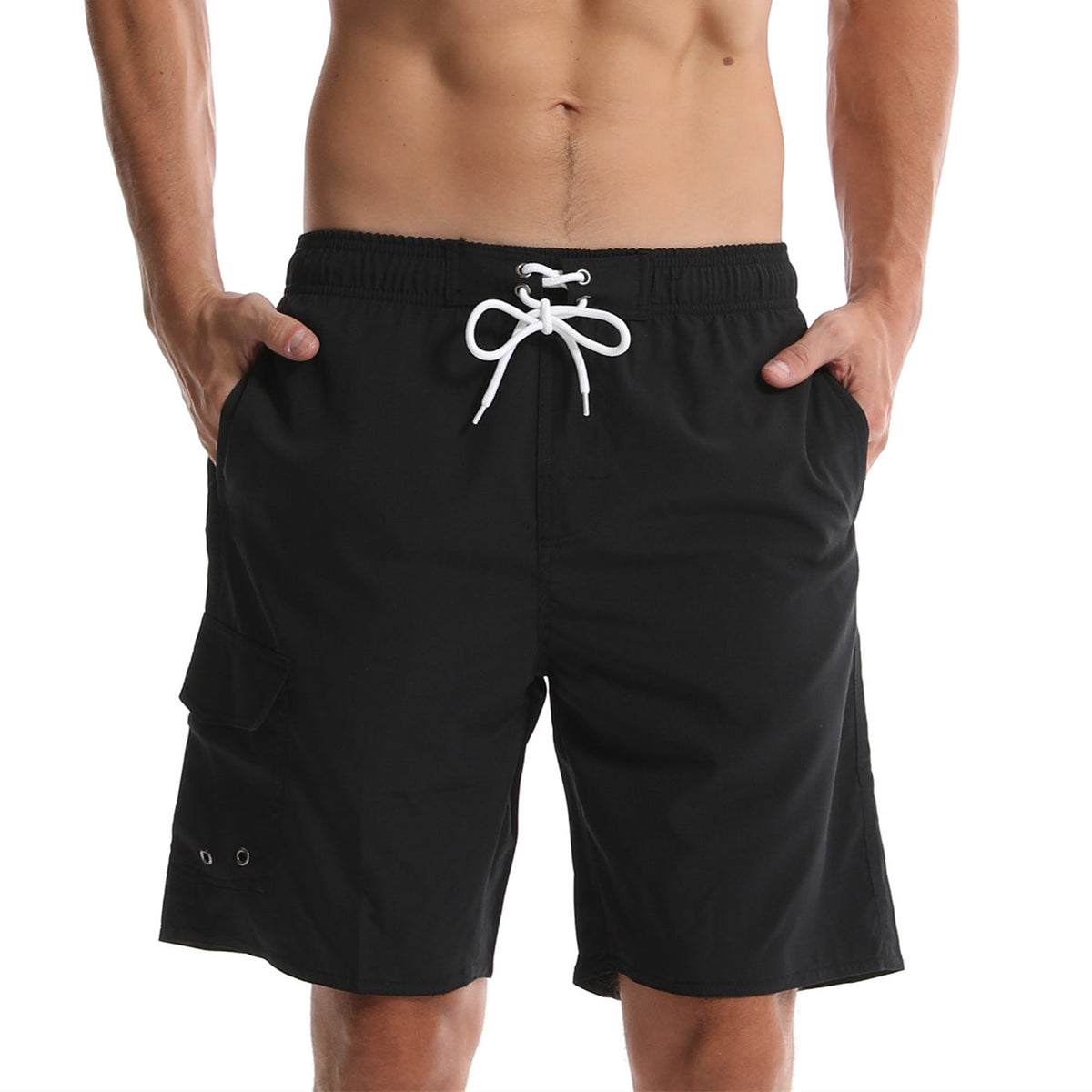 Cross Border Men's Summer Solid Color Beach Pants Men's Five Point Shorts Mesh Breathable Quick Drying Waterproof Sports Casual Pants