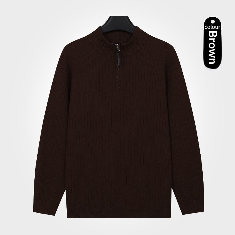 Men's Semi-Zip Knit Sweater With A Light Luxury Feel Soft And Warm For Autumn And Winter