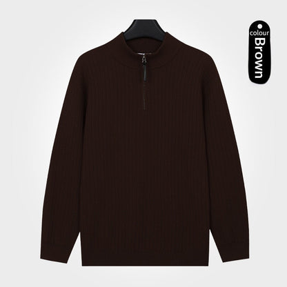 Men's Semi-Zip Knit Sweater With A Light Luxury Feel Soft And Warm For Autumn And Winter