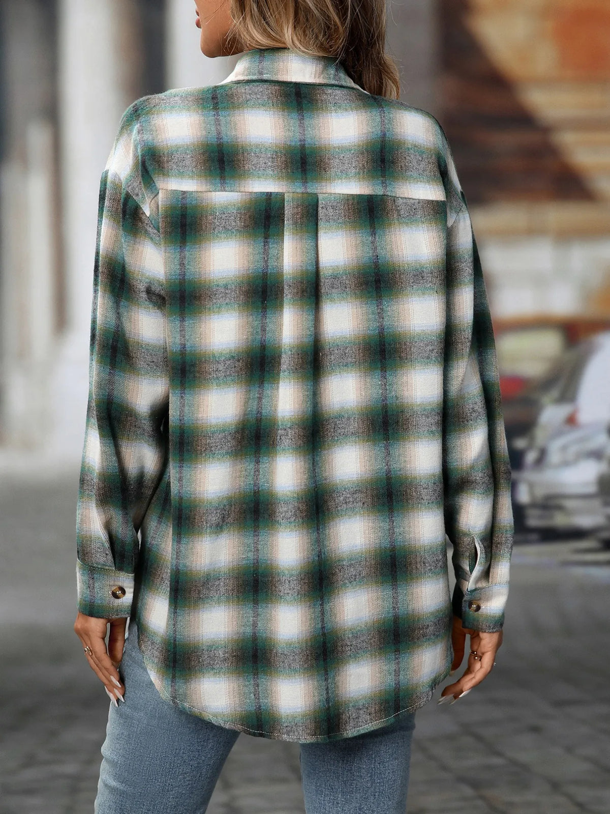 Oversized Plaid Button-Up Shirt