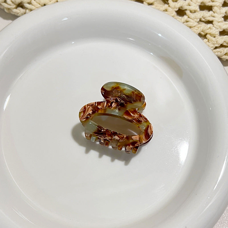 Vinegar-acid Floral Small Hair Clip Minimalist Oval Shape