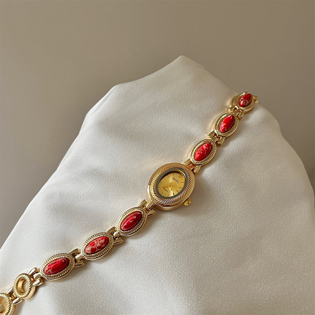 Women's Agate Bead Bracelet Watch
