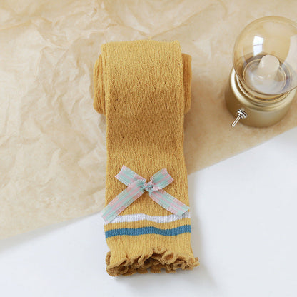 Ice Silk Cotton Baby Long Tube Over The Knee Socks Bow Girls Socks