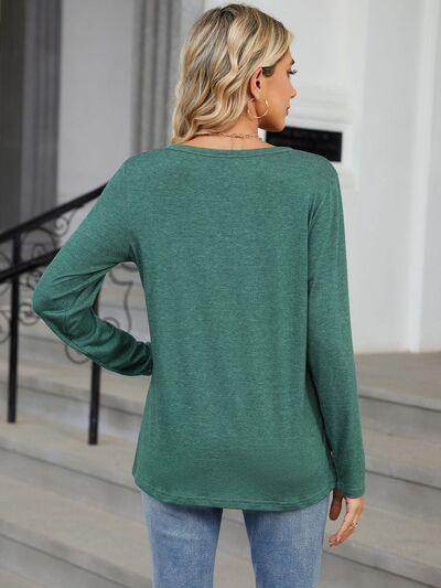 Notched Long Sleeve T-Shirt for Women in Various Sizes