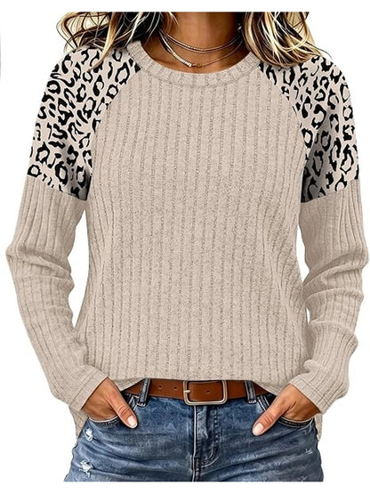 Women's Jacquard Sweater Loose-fitting Round-neck Top
