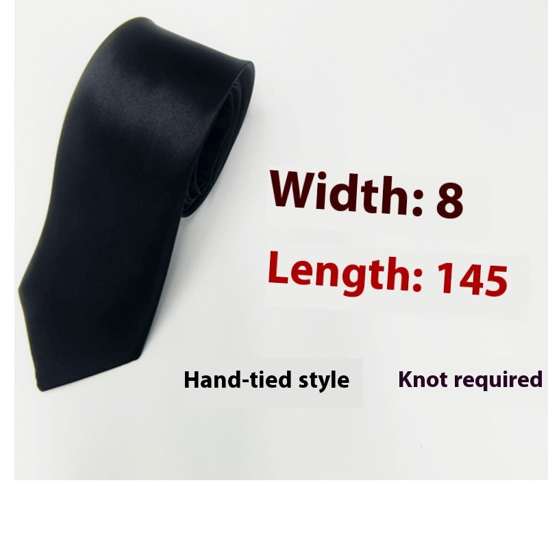 8cm Black Hand-tied Plain Suit Tie