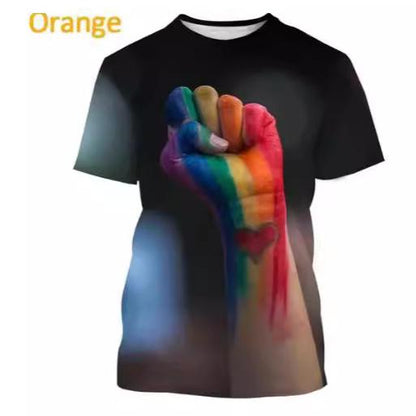 Rainbow 3D Printed T-shirt Men And Women Oversized Short Sleeve Casual Shirt Fashion Tops Trend