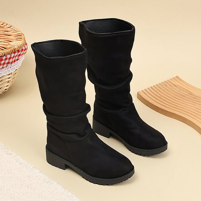 Korean-style Velvet-lined High-top Kids' Fashion Boots
